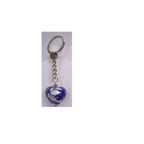 Glass Heart Keyring - Blue